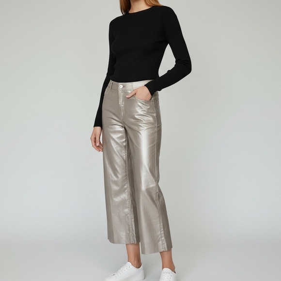 Oat New York Pants - OAT New York High Rise Wide Leg Metallic Pants (BR666)